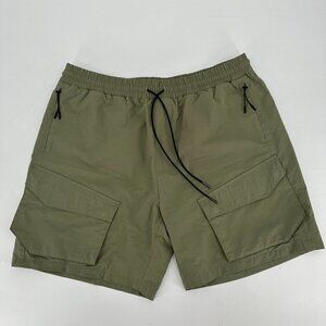 Richie Lee Green Cargo Mesh Lined Sail Utility 2.0 Large Elastic Waist Shorts